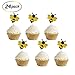 Glitter Bumble Bee Cupcake Toppers for Bumble Bee Gender Reveal Baby Shower Birthday Party Decor 24 Counts