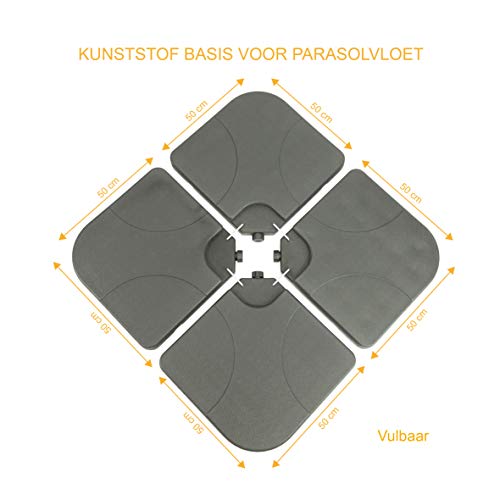 MaxxGarden Schirmständer - Ständer Sonnenschirm Zum Befüllen mit Sand oder Wasser - 4 Gewichten - Sonnenschirmständer Balkon Befüllbar - 50x50x7.5cm bis 60kg – Bild 4