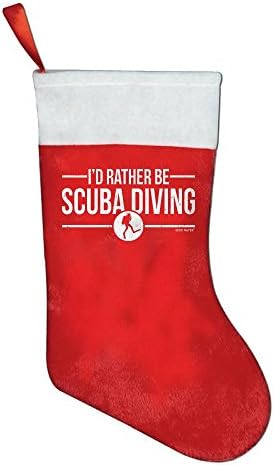 I'd Rather Be Scuba Diving Red Felt Christmas Stocking Party Accessory Festival Party Ornaments