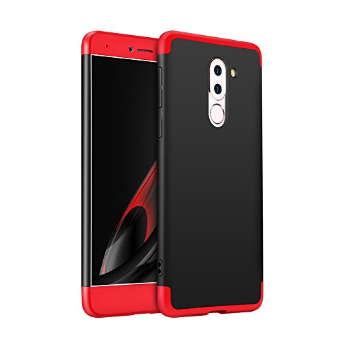 Huawei Honor 6X Case PC 3 In 1 Thin Slim Hard Shell + Screen Protective Film 360 Degrees Comprehensive Protection Bumper Shock Absorption (Huawei Honor 6X, Black+Red)