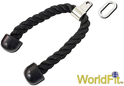WorldFit Double Grip Tricep Rope Heavy Duty Pull Down Lat Rope with Carabiner
