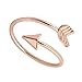 JJTZX Adjustable Sideways Arrow Ring Celebrity Style Double Wrap Layering Stackable Knuckle Ring Wedding Gift (Rose gold)