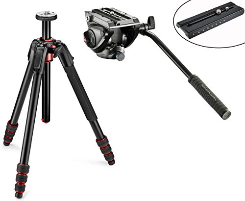 Manfrotto 190 Go Aluminum Section Tripod Kit With Mvh500ah