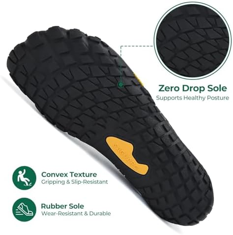 Chaussure Minimaliste Homme Barefoot Shoes Femme Légère Randonnée Chaussures de Trail Running Outdoor Fitness Barefoot Shoes avec Semelle Zero Drop Noir Fumé,GR.39