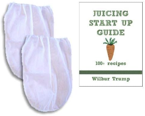 2 Fine Mesh Nut Milk Jelly Strainer Bags (1 Gal) XL Extra Large + Juicing and Sprouting eBook"Juicing Start Up Guide"