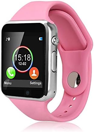 Smart Watch, Sazooy Touchscreen Bluetooth Smart Wrist Watch Smartwatch Phone Fitness Tracker with SIM SD Card Slot Camera Pedometer Compatible iOS iPhone Android Samsung for Men Women Kids (Pink)