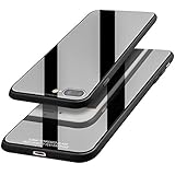 REALIKE Iphone7 Plus Case /Iphone 8 Plus Case With Anti- Scratch Black Color Tempered Glass Cover in Slim Fit Reinforced Bumper