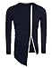 COOFANDY Men's Shirts Casual Zipper Shirt Irregular Long Sleeve T Shirt,Navy Blue,Medium