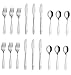Exzact Children's Flatware Kids Silverware 18pcs/Toddler Utensils - 6 x Forks, 6 x Dinner Knives, 6 x Spoons - Dishwasher Safe - Engraved Dog Cat Bunny