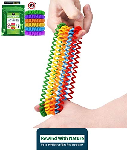 Rewind With Nature Anti Mosquito Repellent Bracelet for Kids, Adults, Pets 10 Pcs Insect Repellent Bracelet, Wrist, Ankle, 100% Natural Silicon- Non Toxic - Waterproof Safe Travel Bug Bands Bracelet