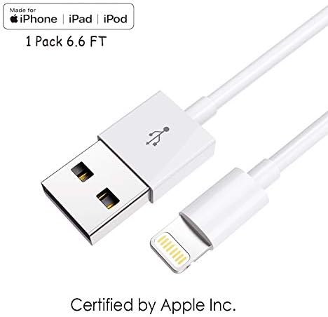 Apple iPhone/iPad Charging/Charger Cord Lightning to USB Cable[Apple MFi Certified] for iPhone X/8/7/6s/6/plus/5s/5c/SE,iPad Pro/Air/Mini,iPod Touch(White 6.6FT/2M) Original Certified