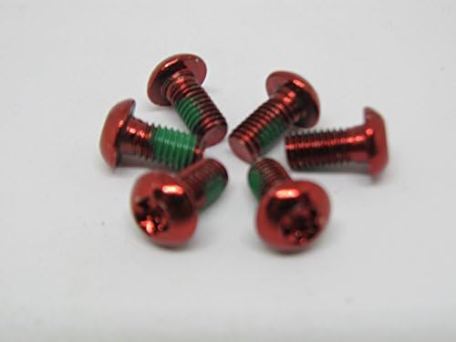 TI Bolts Alloy Size M5 x 10mm T25 6 pcs red Anti-Loosen Treated, for Water Bottles, rotors and More and Cable Organizer with Every Order. (Red)