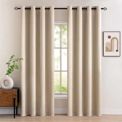MIULEE Verdunklungsvorhänge Thermo Blickdicht Ösen 2er Set 140x200cm Beige