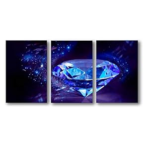 3 Piece Canvas Wall Art for Living Room Bedroom Home Artwork Shiny Diamond Gemstone Paintings Ready to Hang - 16"x24" x 3 Panels