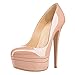 Onlymaker Women's Fashion Super High Heel Slip On Stiletto Pump Platform Closed Toe Wedding Party Shoes Nude 12 M US