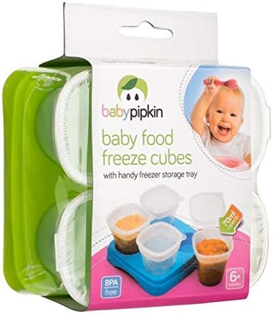4 x Baby Food Freeze Cubes Storage Boxes Container Freezer Serving Tray Holder Case Lid Toddler Portable Travel Holidays Pack Set Colorfull Plastic BPA Free Junior Newborn Infant Organiser Home Kitchen Nursery Heat Stackable