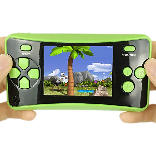 HigoKids Handheld Game Console for Kids Portable Retro Video Game Player Built-in 182 Classic Games 2.5 inches LCD Screen Family Recreation Arcade Gaming System Birthday Present for Children-Green