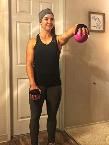 MANYTONEZ 2lb Soft Weighted Toning Ball/Medicine Ball with Handle Strap - Set of 2 - for Pilates, Yoga, Barre, Physical Therapy, and Core Training