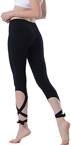 Yoga Pants Yoga Capris Leggings - Gifts for Women Tummy Control No See Through Yoga Leggings 4 Way Stretch Dance Pants with Secure Hidden Pocket (L/8-10, Black)