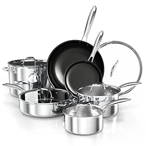 Stainless Steel Pots and Pans Set, imarku Nonstick 3Ply Clad Kitchen