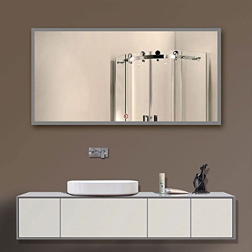 DECORAPORT 55 Inch 28 Inch Horizontal LED Wall Mounted Lighted Vanity Bathroom Silvered Mirror with Touch Button (A-N031-D)