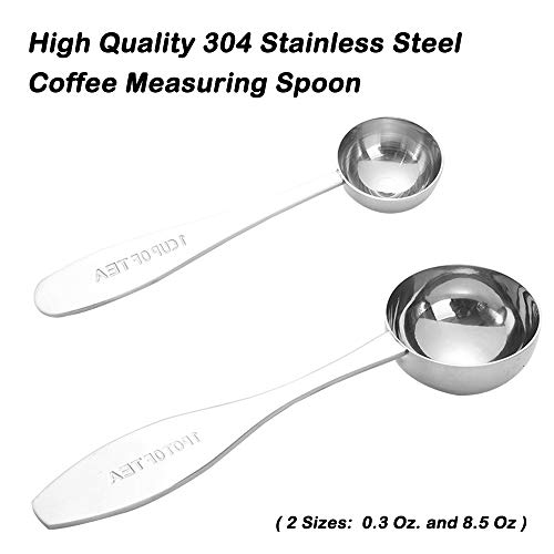 Set of 4 Coffee Grinder Cleaning Brush and Measuring Scoop, DaKuan Natural Wood & Bristles Coffee Brush, 2 Sizes Stainless Steel Coffee Measuring Spoon - Thumbnail 3