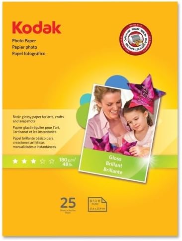 Wholesale CASE of 15 - Kodak Photo Paper-Photo Paper, Glossy, 8-1/2"x11", 25/PK, White