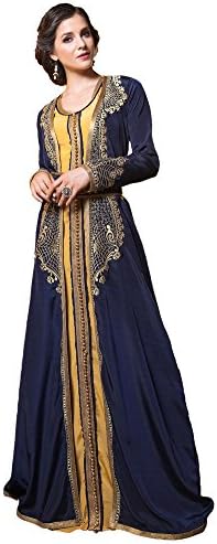 Women's Dark Thread Work Style Kaftan Blue