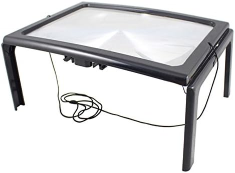 Full Page Magnifier for Reading,Large A4 Full Page Magnifier Magnifying Glass Sheet 3X Magnification For Reading with 4 Bright LEDs with Magnifier Neck Cord