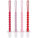 4-Pack Silicone Pacifier Clips with One-Piece Beads