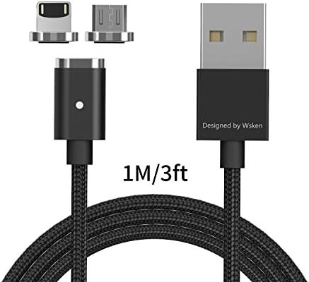 Magnetic Micro USB Cable, WSKEN Mini2 Micro USB+i-Products 2 in 1 Multiple Magnetic Charger Cable Fast Charging Sync Data Cables with LED Indicator Compatible for iOS Android Device
