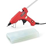 Mini Hot Melt Glue Gun Kit with 30pcs Glue Sticks,Holding Stand and Scald-Proof Rubber Nozzle (20 Watts, Red) NEWACALOX