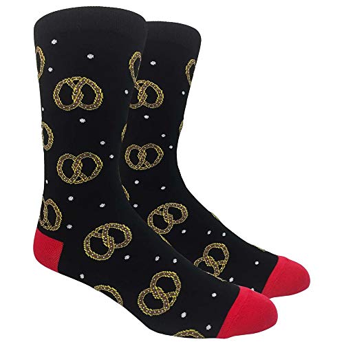 Urban Peacock Men's Novelty Fun Dress Socks,Pretzels - Black With Red,One Size
