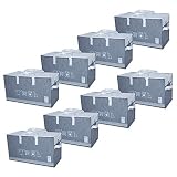 ATBAY Moving Tote Bags Extra Large Reusable Organizer Storage Bags with Zipper and Strong Handles for Clothes/Shoes/Blanket, 8PACK Gray