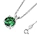.925 Sterling Silver 2 Carat Total Weight Green Cubic Zirconia Pendant Necklace,18