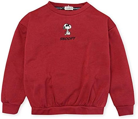 女児 ジュニア 裏シャギー 長袖 トレーナー Snoopy スヌーピー あったか素材 ロゴプリント 子供服 ドロップショルダー メール便発送 刺繍 女の子 A 1193 在庫一掃売り切りセール