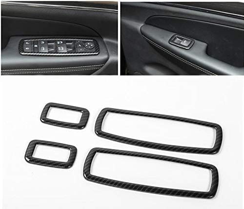 FMtoppeak Carbon Fiber A Full Set Interior Accessaries Decoration Covers Trim ABS for Jeep Grand Cherokee 2014-2018 (Window Switch Button Cover Ring)