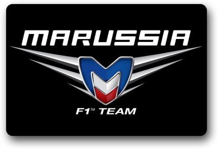 LaHuo Marussia Logo For Speed Racer Custom Design Doormats Outdoor Indoor Stairs Bath Front Door Small Rug Machine-Washable Neoprene Rubber Doormat 30"(L) x 18"(W)