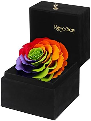 RoseStory|4" Rainbow Rose Gift Box-Valentine's Day Gift for her, Birthday Gift, Anniversary gift