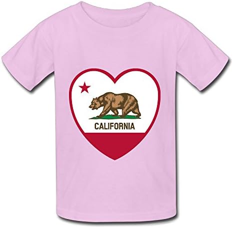 Iseow Baby's Love Clipart California Flag Skateboard Kids Boys Girls Short Sleeves Cotton T Shirt Size 6 M Pink