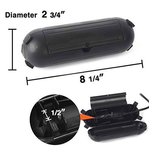 (4Pack) Large Black Outdoor Extension Cord Plug Protector Water