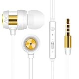 Earbuds with Microphone in Ear Headphones Noise Isolating Stereo Sound Super Bass for iPhone, iPad,Android Smartphones (WHITE)