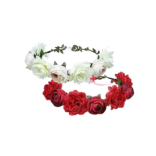 HEILA 2PCS Flower Headband Wreath Festival Hair Band Bridal Headpiece Beach Holiday Hair Accessories