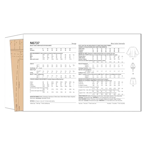New Look Misses' Jacket, Wrap Halter Top and Shorts Sewing Pattern Packet, Design Code M8295, Sizes 8-10-12-14-16-18-20, Multicolor
