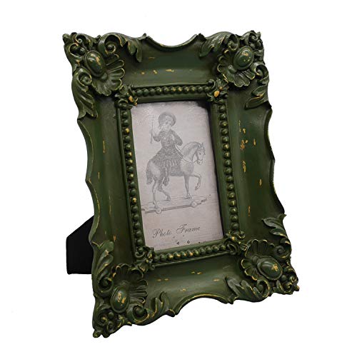 Simon's Shop 6x8 Picture Frame Baroque Picture Frames 6x8 Shabby Chic Photo Frames 8 x 6 in Moss Green