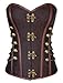 Charmian Women's Steampunk Gothic Vintage Steel Boned Brocade Overbust Corset with Chains Dark-Brown Small