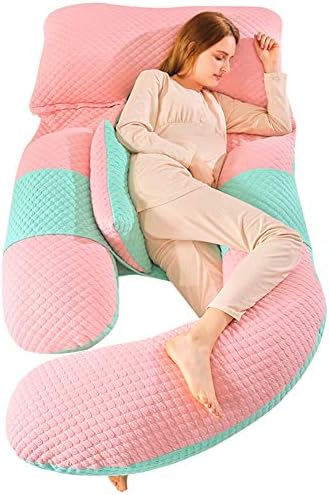 Cqing G Shape Pregnant Pillow, Woman Side Sleeper Support Removable Multifunctional Waist Support Quiet and Comfortable Ergonomic Maternity Pillow,A