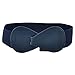 Women Faux Leather 8 Shaped Interlocking Buckle Spandex Waist Belt Dark Blue