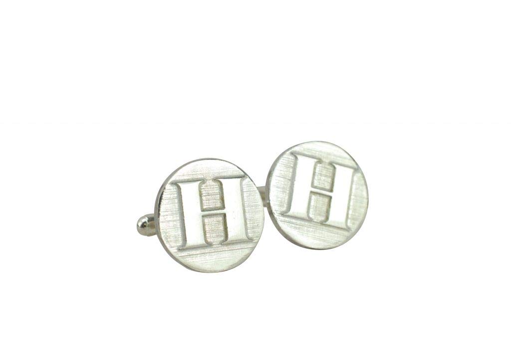 Letter H Cufflinks - Unique UK Made Rustic Design Letter H Cufflinks For Men