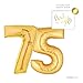 Andaz Press Giant Gold Helium Foil Balloon Party Kit with Sign, Jumbo 40-inch, Number 75, Metallic Gold Shiny Mylar, 1-Pack, Includes Free Party Sign!, 75th Birthday Party Decor Decorations